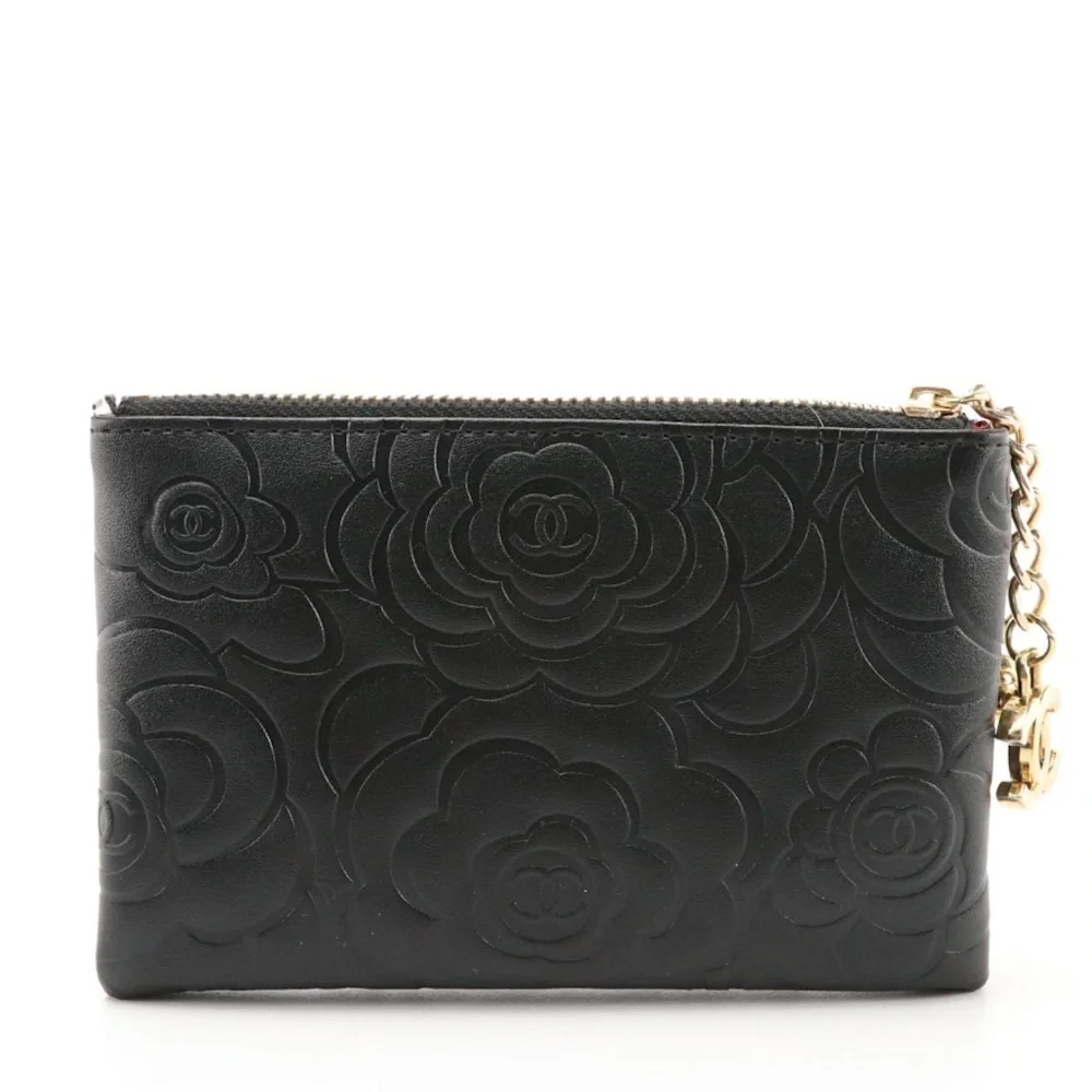 Chanel Makeup Bag purse chain CC black charm zippy pouch clutch wallet - Picture 3 of 8